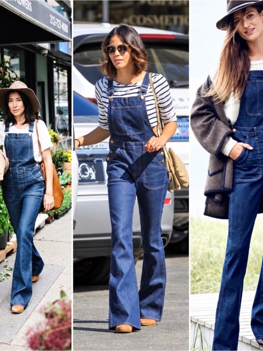 Madewell Dark Indigo Flare Denim Overalls.